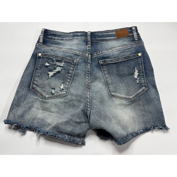Judy Blue Women's Button Fly Distressed Denim Cut Off Shorts - Size M (27x3.5) - Picture 2 of 5